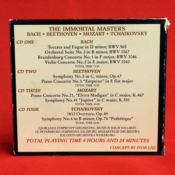 The Immortal Masters 4 CD Set Bach Beethoven Mozart Tchaikovsky - Picture 2 of 14